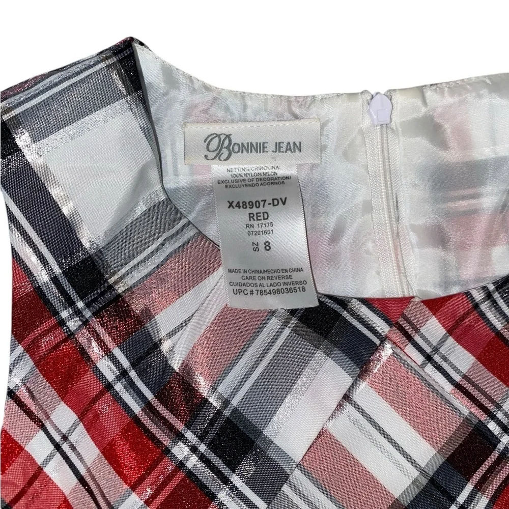 Bonnie Jean Girls sleeveless plaid party dress red white black